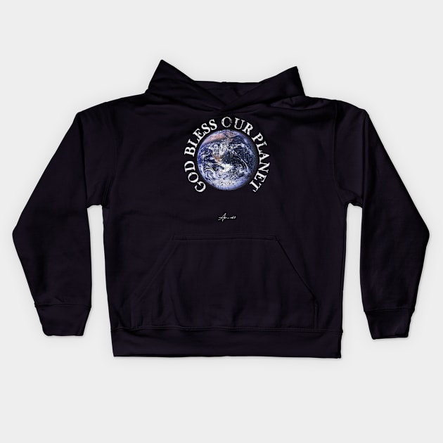 God Bless Our Planet - Earth Love Collection Kids Hoodie by adre-gathoni